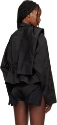 Rick Owens Black Temple Cropped Scarf Flight Jacket