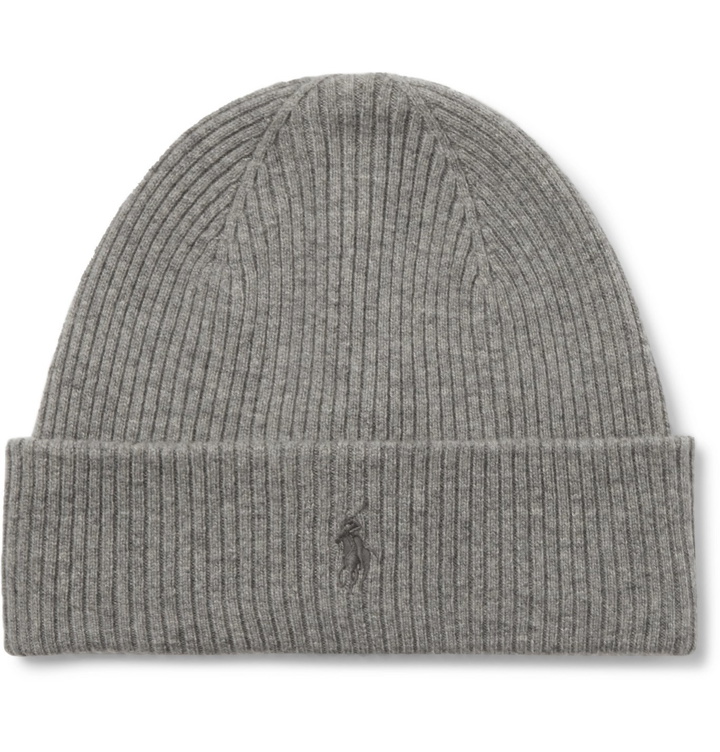 Photo: POLO RALPH LAUREN - Logo-Embroidered Ribbed Wool Beanie - Gray