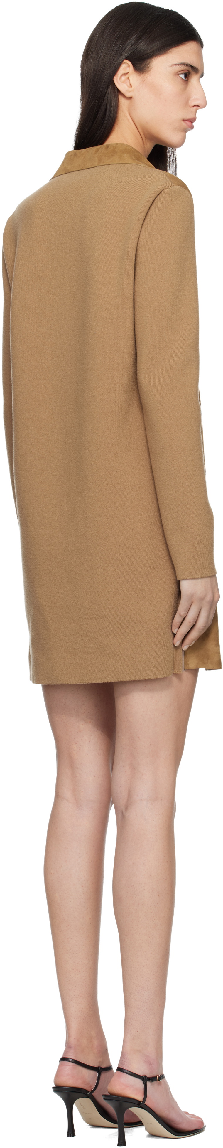 TOM FORD Tan Lamb Suede Interlock Knit Polo Minidress