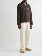 De Bonne Facture - Logo-Embroidered Cotton-Jersey Half-Zip Sweatshirt - Brown