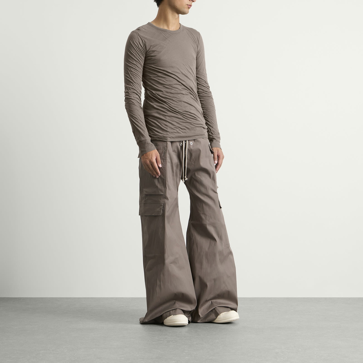 Rick Owens Men's Double Layer Long Sleeve T-Shirt in Dust