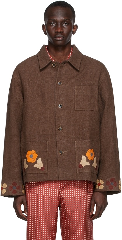 Photo: Bode SSENSE Exclusive Brown Limited Edition Twin Antelope Jacket