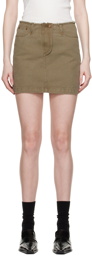 DRAE Khaki Zip-Fly Denim Miniskirt