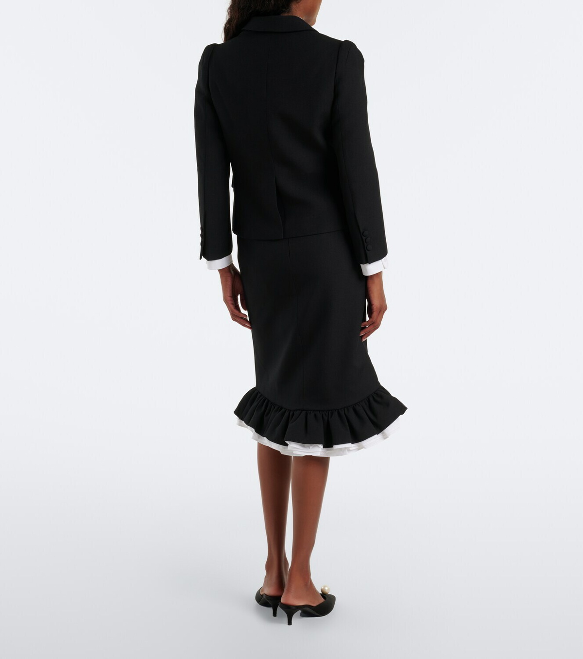 Shushu/Tong Ruffled wool and silk midi skirt