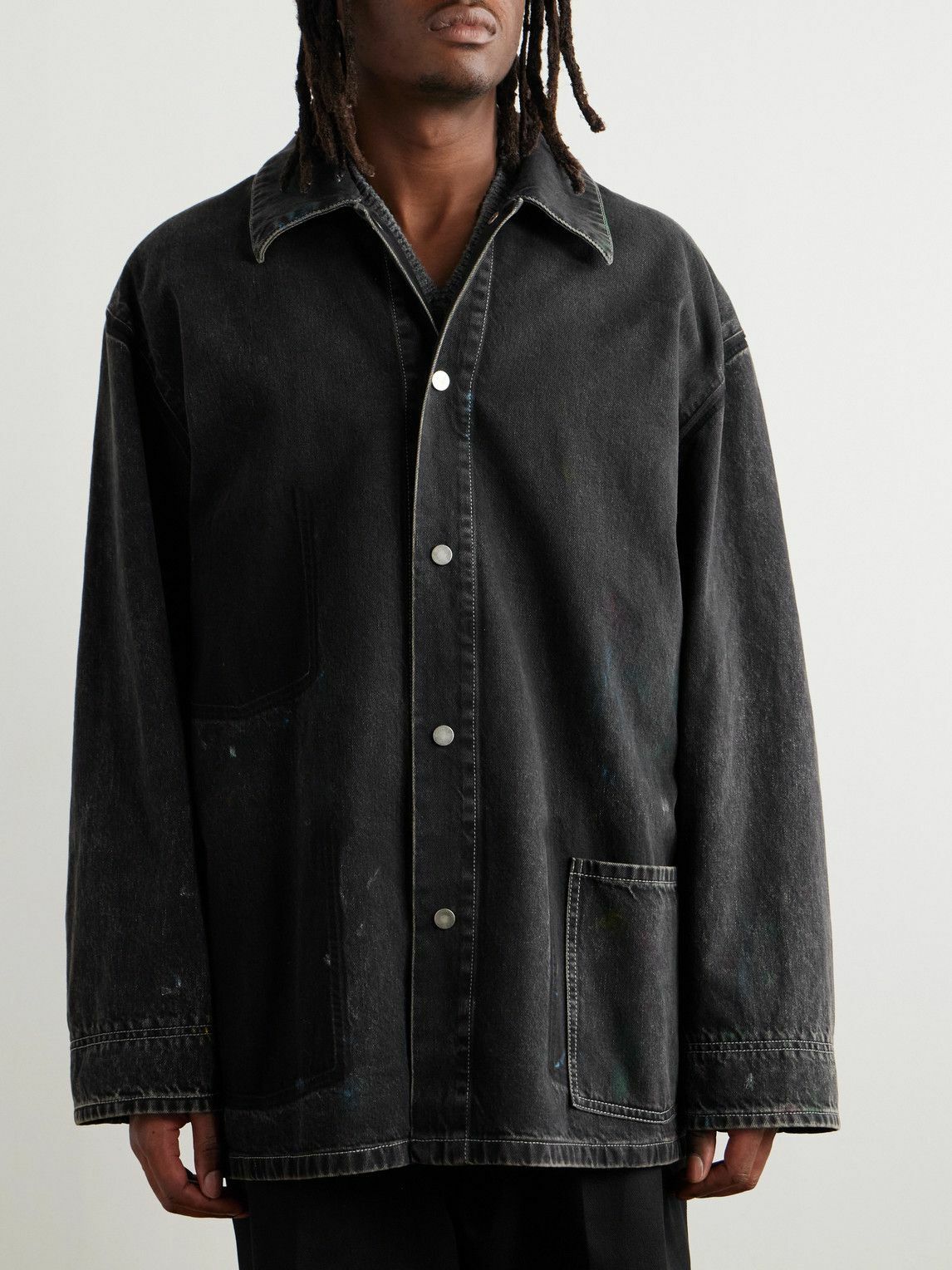 ジャケット・アウター Maison Margiela Graffiti Oversize jacket Maison Margiela - Oversized Paint-Splattered Denim Jacket