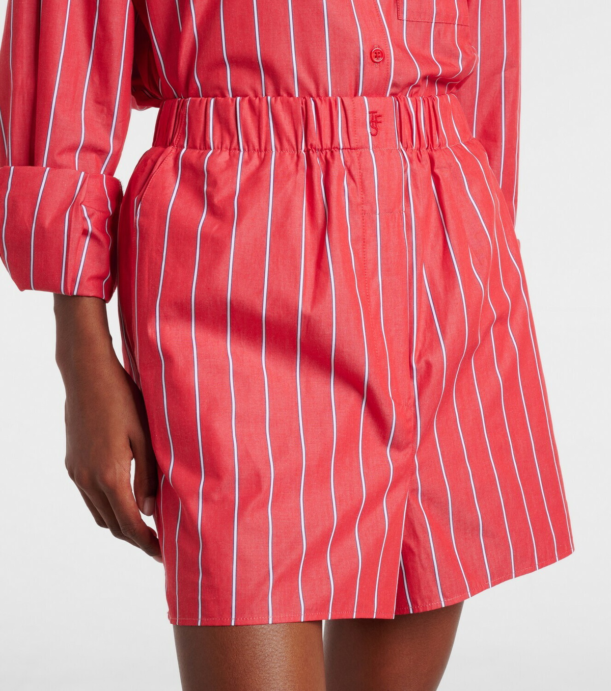 The Frankie Shop Lui striped cotton poplin shorts