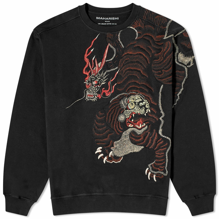 Photo: Maharishi Men's Nekomata Embroided Crew Sweat in Black