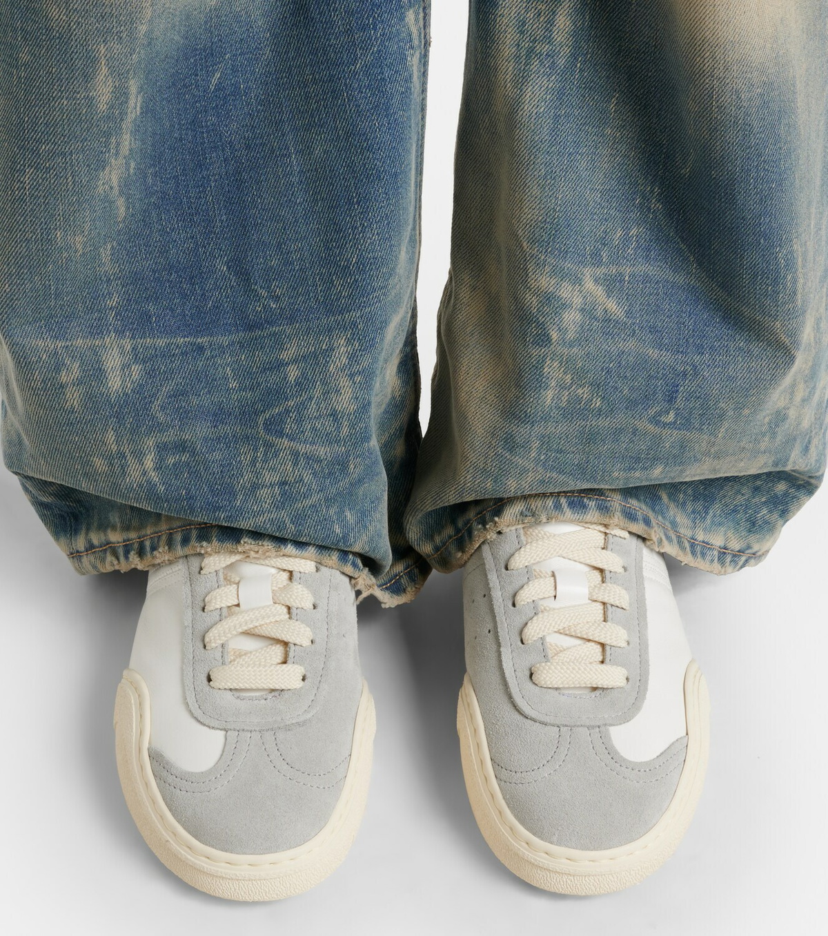 Acne Studios Suede-trimmed leather sneakers
