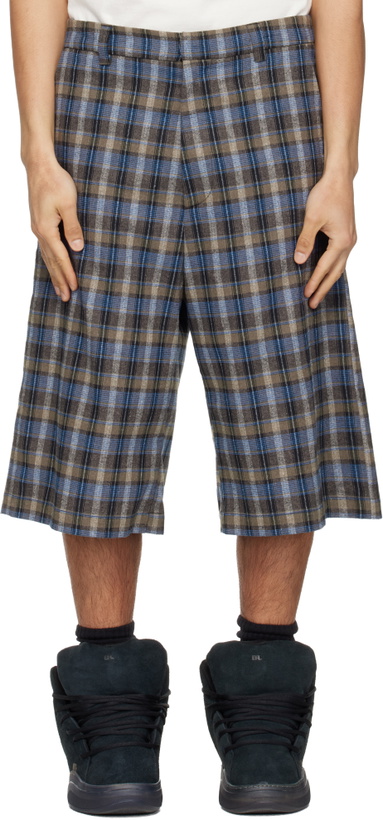 Photo: ERL Gray & Blue Check Shorts