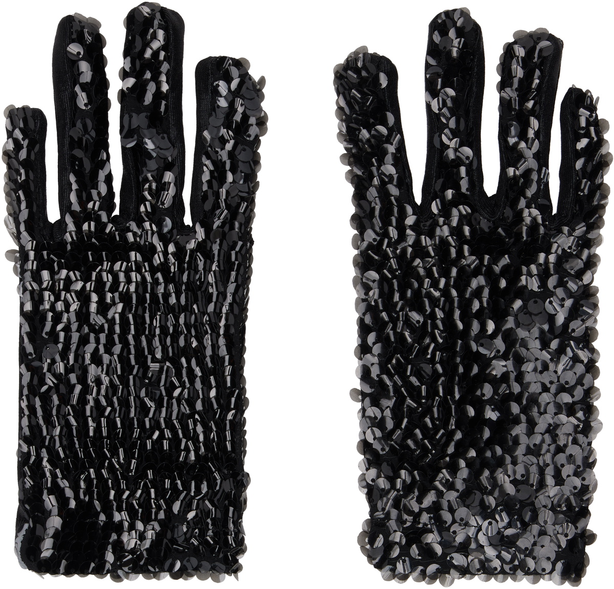 Anna Sui Black Short Sequin Gloves