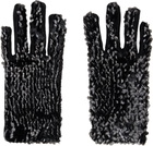 Anna Sui Black Short Sequin Gloves