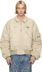 Thug Club Beige 'A Wingless Bird' Bomber Jacket