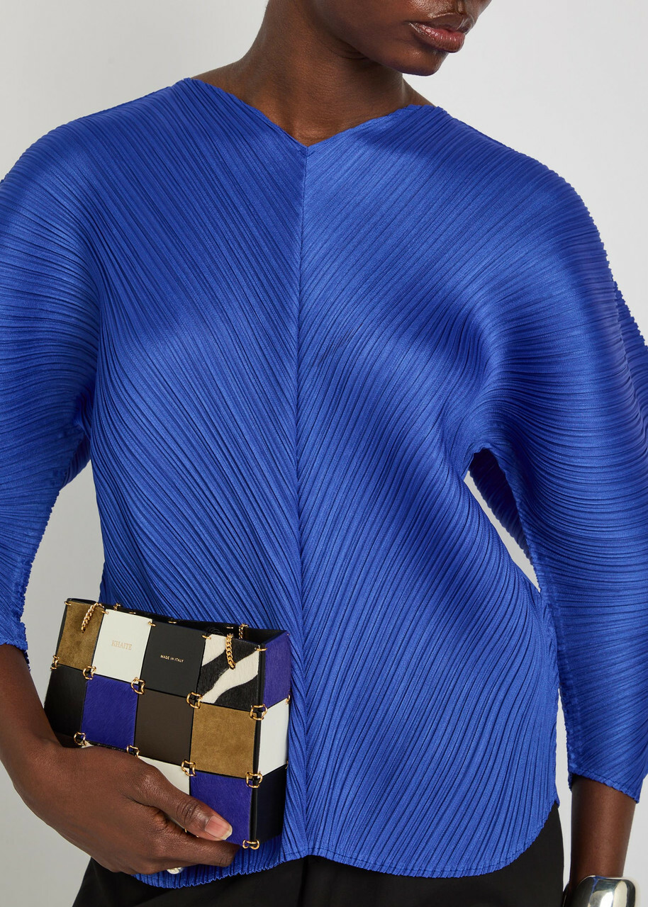 Pleats Please Issey Miyake Pleated Sculpted Woven top - Blue - One Size