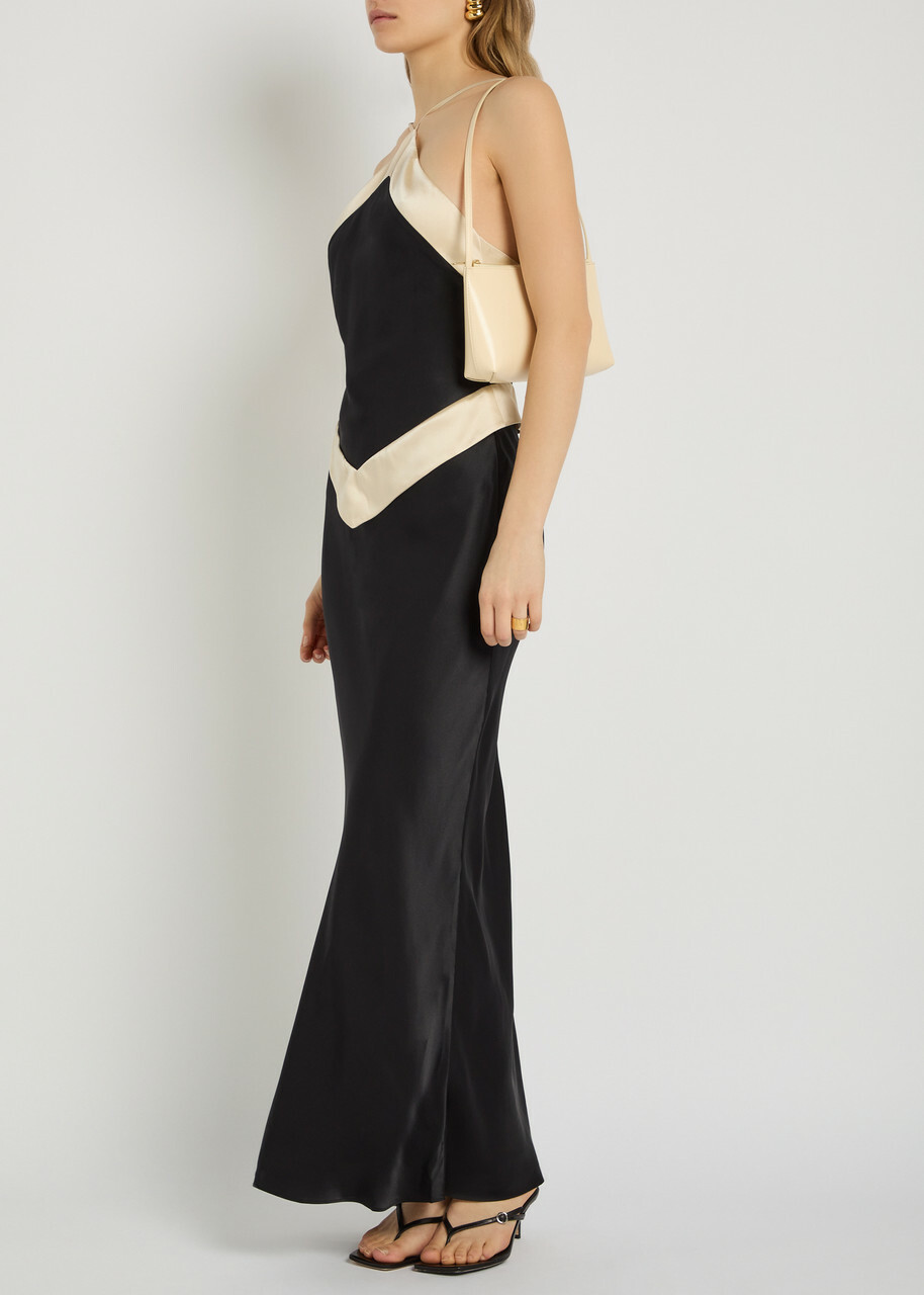 Reformation Jillian Panelled Silk Maxi Dress Black And White