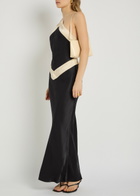 Reformation Jillian Panelled Silk Maxi Dress Black And White