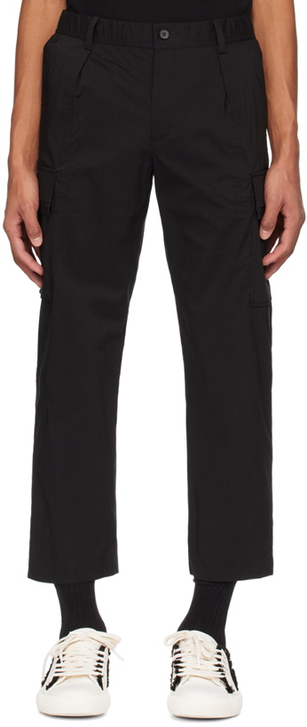 Photo: Solid Homme Black Pleated Cargo Pants