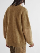 And Wander - Logo-Embroidered Shell-Trimmed Shetland Wool Cardigan - Orange