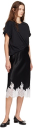 3.1 Phillip Lim Black Draped T-Shirt Slip Combo Midi Dress