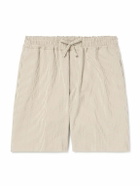 Kingsman - Straight-Leg Striped Cotton-Blend Seersucker Drawstring Shorts - Neutrals