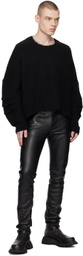 ALTU Black Straight-Leg Leather Pants