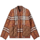 Burberry Men's York Quilted Jacket in Dark Birch Brown Check