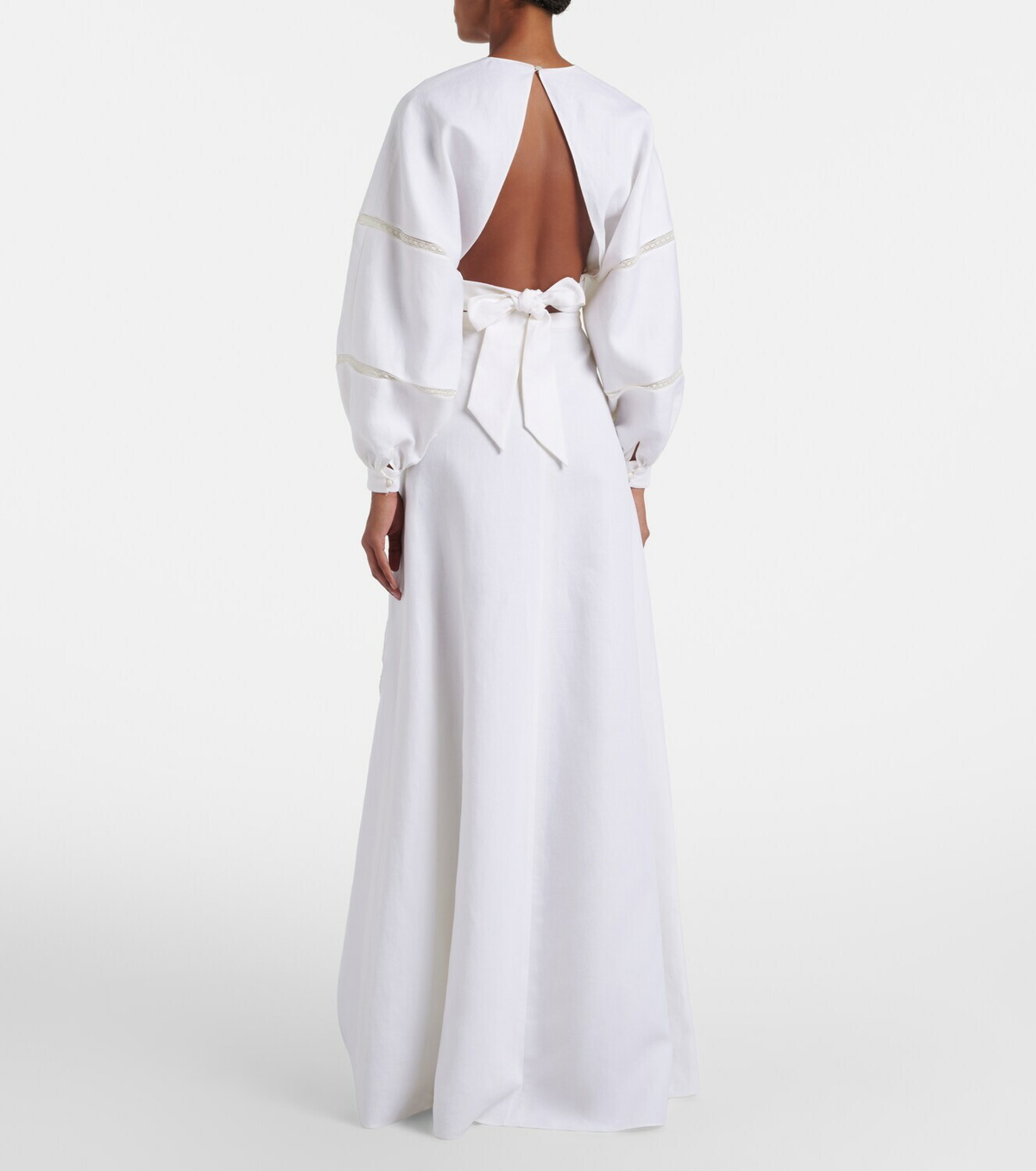 Valentino Lace-trimmed linen maxi skirt
