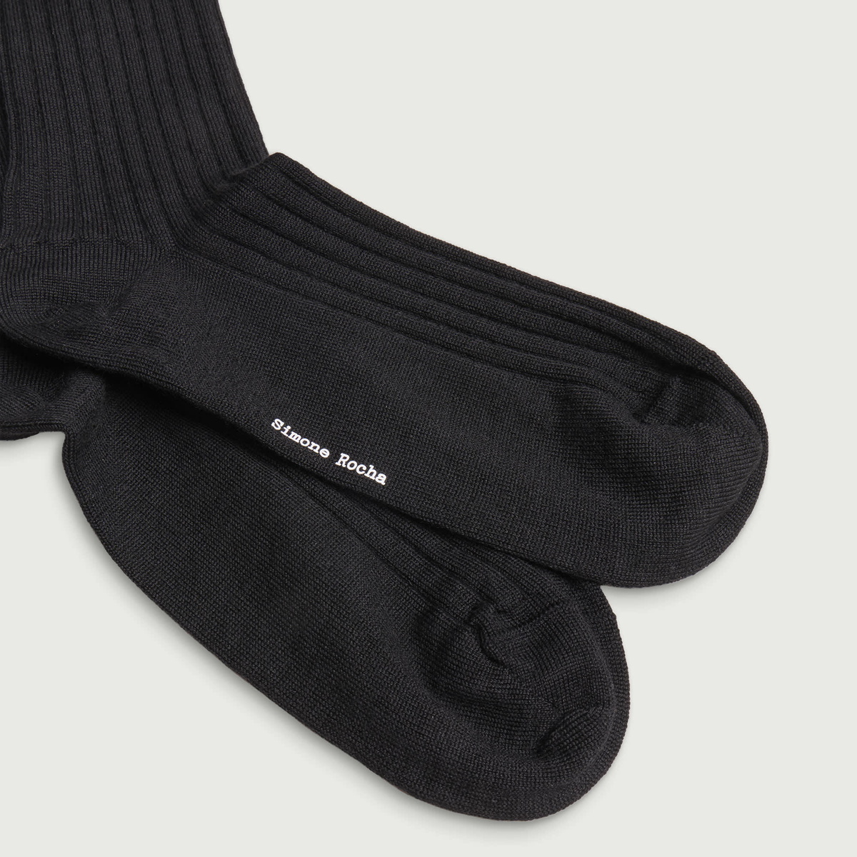 Simone Rocha Women's Merino Silk Knee Socks in Black/Jet