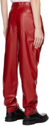 Situationist Red Four-Pocket Faux-Leather Pants