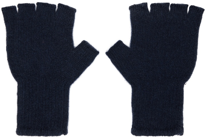 Photo: The Elder Statesman Navy Heavy Fingerless Gloves