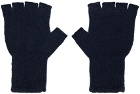 The Elder Statesman Navy Heavy Fingerless Gloves
