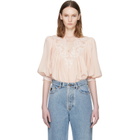 Chloé Pink Fluid Puff-Sleeve Blouse