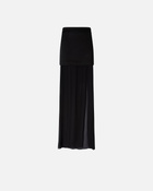 Pinko Elegant Long Skirt In Sheer Georgette And Satin Limo Black