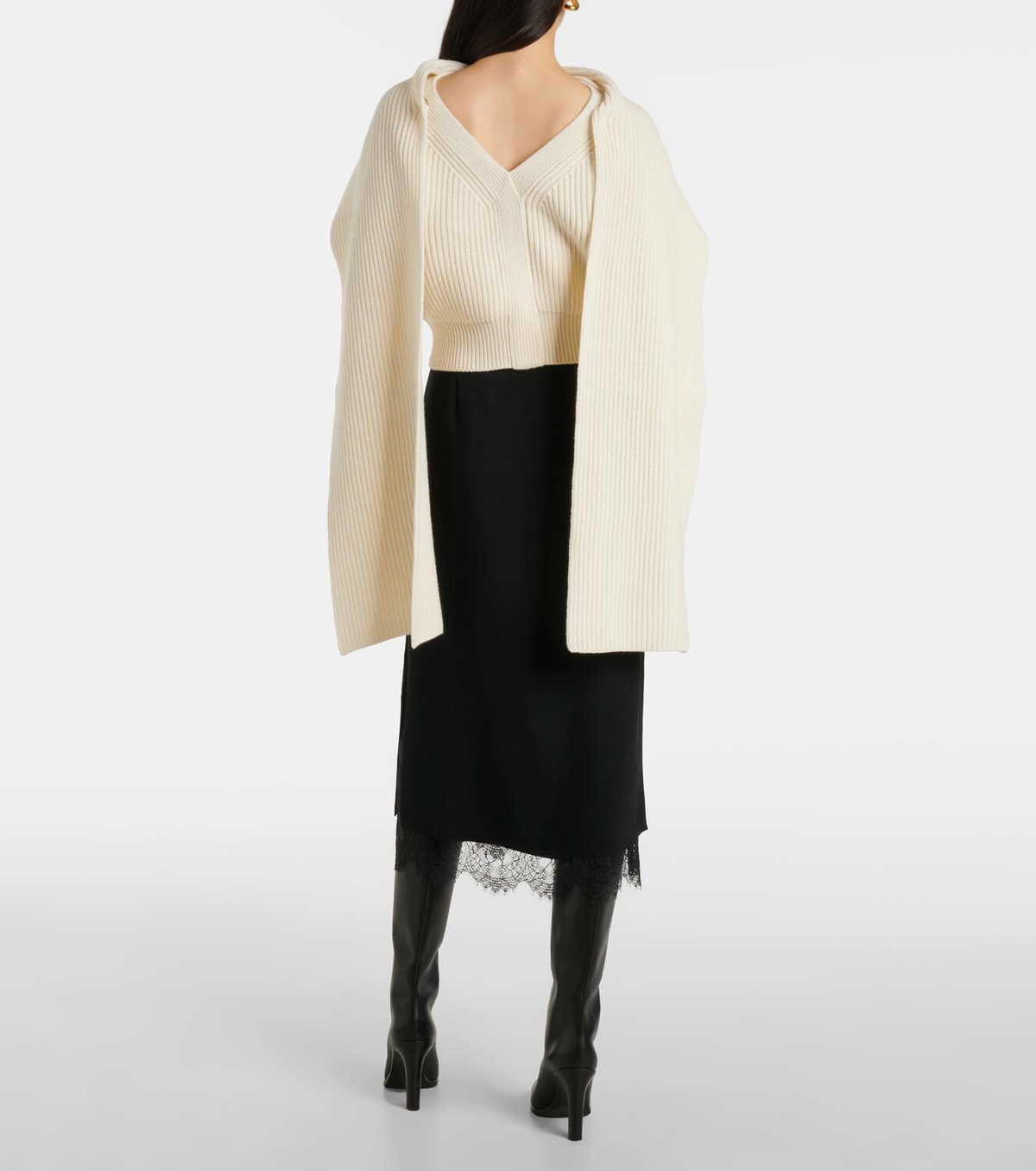 Erdem Cropped wool and cashmere scarf sweater