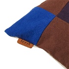 ferm LIVING Border Patchwork Cushion in Carob Brown/Bright Blue 