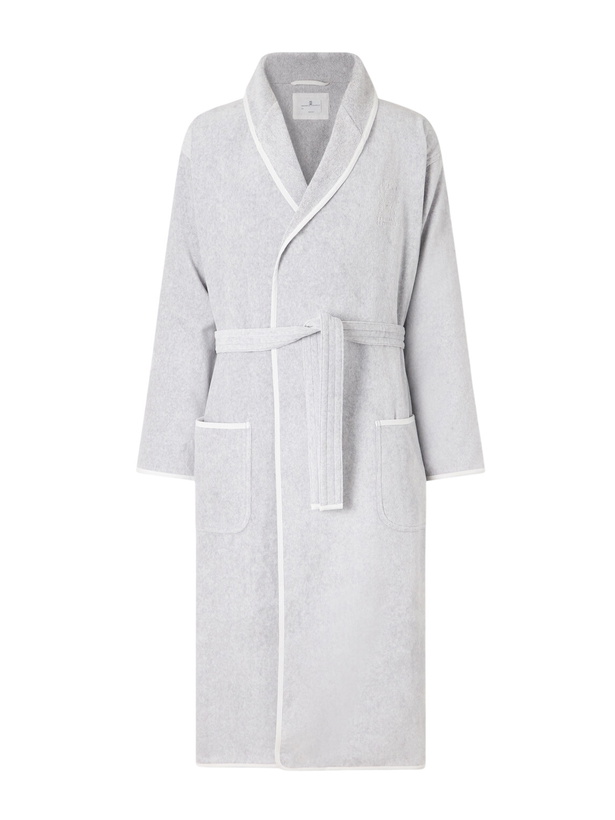 Photo: Brunello Cucinelli - Logo-Embroidered Cotton-Terry Bathrobe - Gray