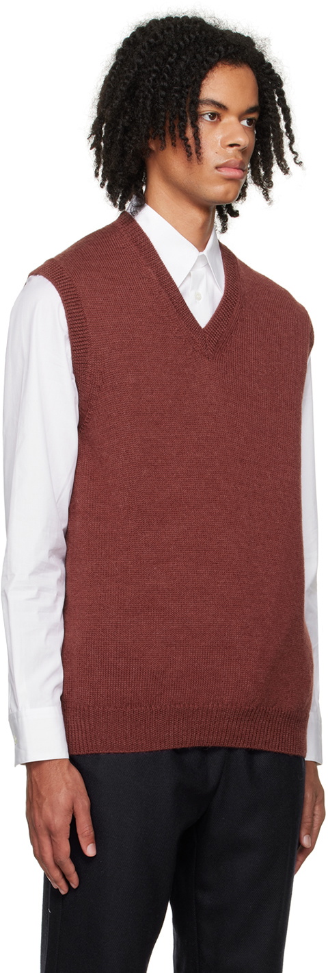 De Bonne Facture Burgundy V-Neck Vest