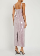 Huishan Zhang Esmeralda Floral-appliquéd Sequin Midi Dress Lilac