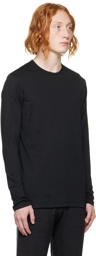Sunspel Black Cotton Long Sleeve T-Shirt