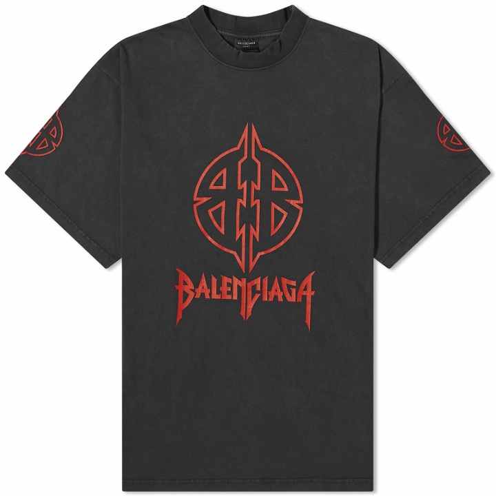 Photo: Balenciaga Men's Metal T-Shirt in Faded Black/Red