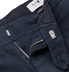 NN07 - Slim-Fit Pleated Brushed Cotton-Twill Trousers - Blue