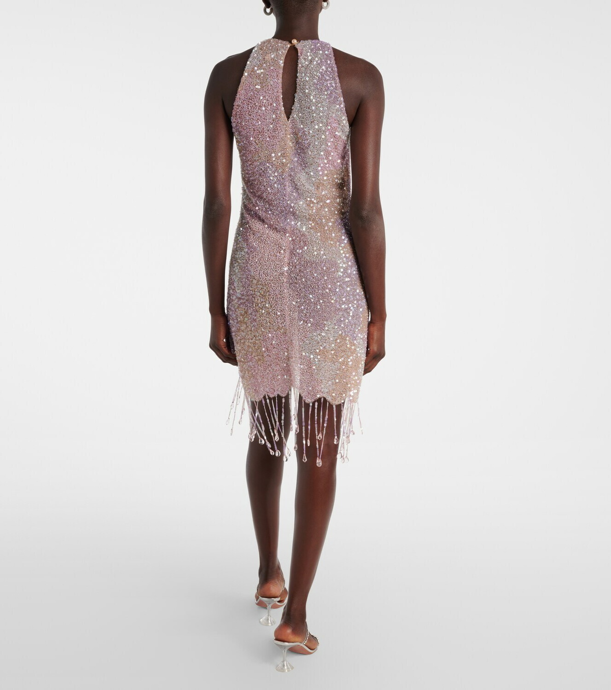 Clio Peppiatt Fringed sequined minidress