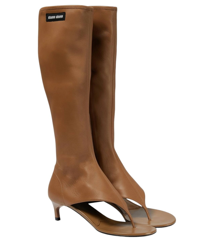 Photo: Miu Miu Leather knee-high thong sandals