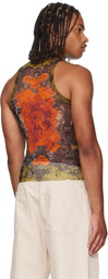Jean Paul Gaultier Khaki & Orange 'The Médaillon' Tank Top