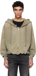 R13 Green Balloon Zip-Up Hoodie