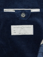 Brunello Cucinelli - Double-Breasted Cotton-Blend Corduroy Blazer - Blue