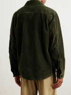 Stone Island - Logo-Appliquéd Garment-Dyed Cotton-Corduroy Shirt Jacket - Green