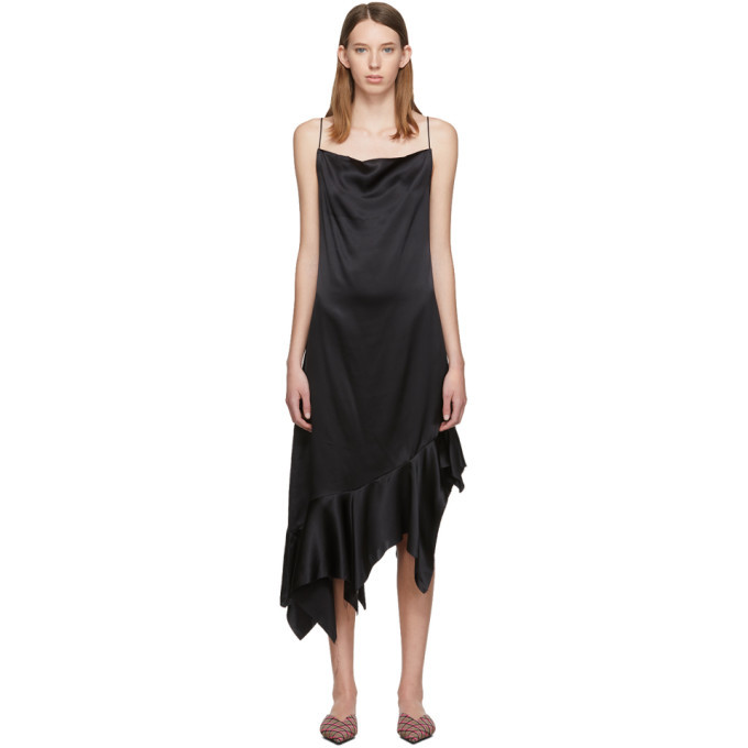 Marques Almeida Black Silk Peplum Dress Marques Almeida