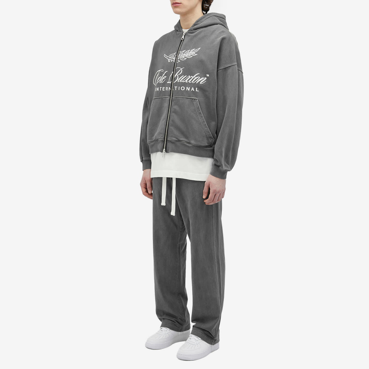 Cole Buxton Men's International Zip Hoodie in Washed Black