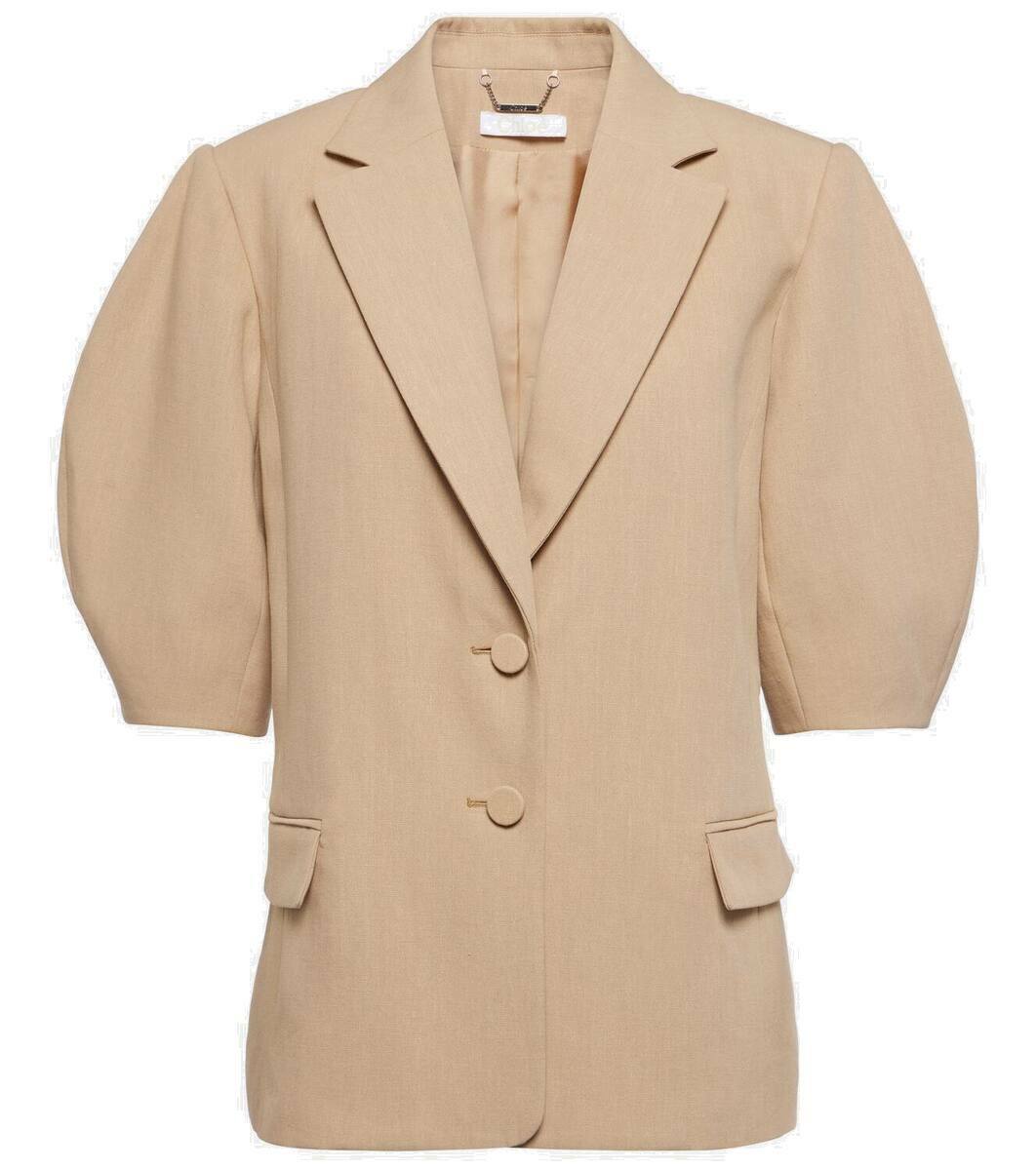【関税&送料込】Chloe Cream Hemp Blend Blazer Chloé Puff-sleeve linen blazer Chloe