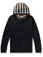 Burberry - Checked Cotton-Blend Jersey Hoodie - Black